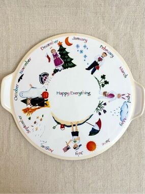 NANTUCKET HOME Happy Everything Serving Plate Calendar Months of the Year Art